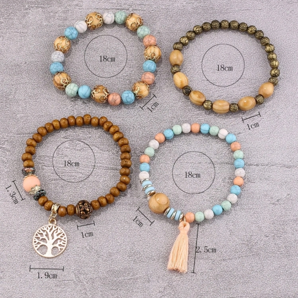 š„LAST ONEš„Tree and Tassel Beaded Bracelet Set, driftwood beach - Picture 5 of 5
